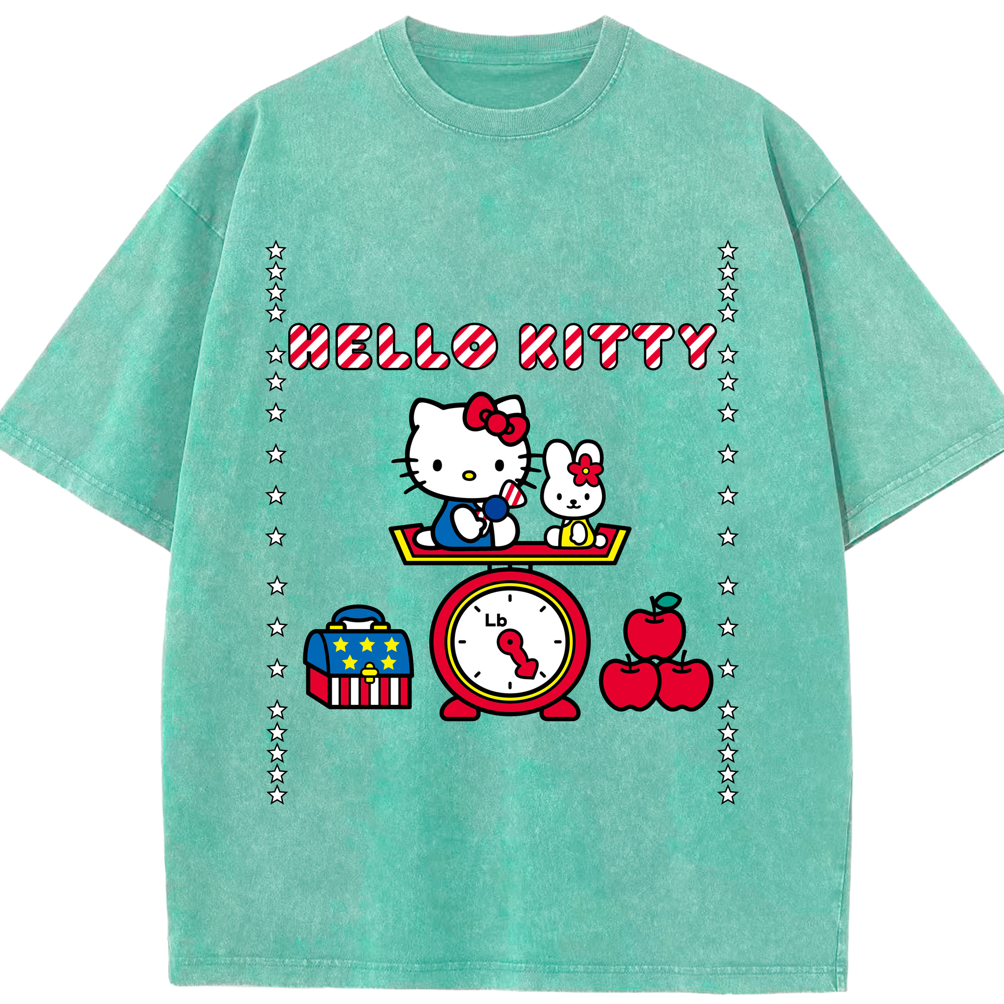 （画像用） Hello Kitty ハローキティ 綿100% ヴィンテージ風 半袖Tシャツ（フロントプリント）